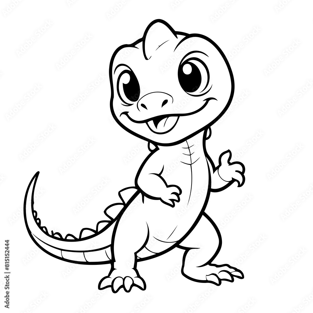 Vector illustration of a cute Lizard drawing for kids colouring page Vector illustration of a cute Lizard drawing for kids colouring page