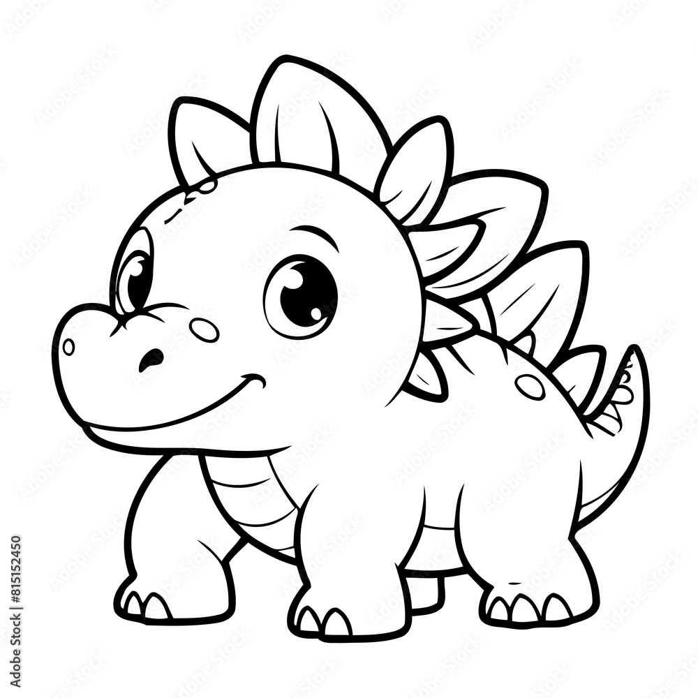 Vector illustration of a cute Stegosaurus drawing for children page Vector illustration of a cute Stegosaurus drawing for children page