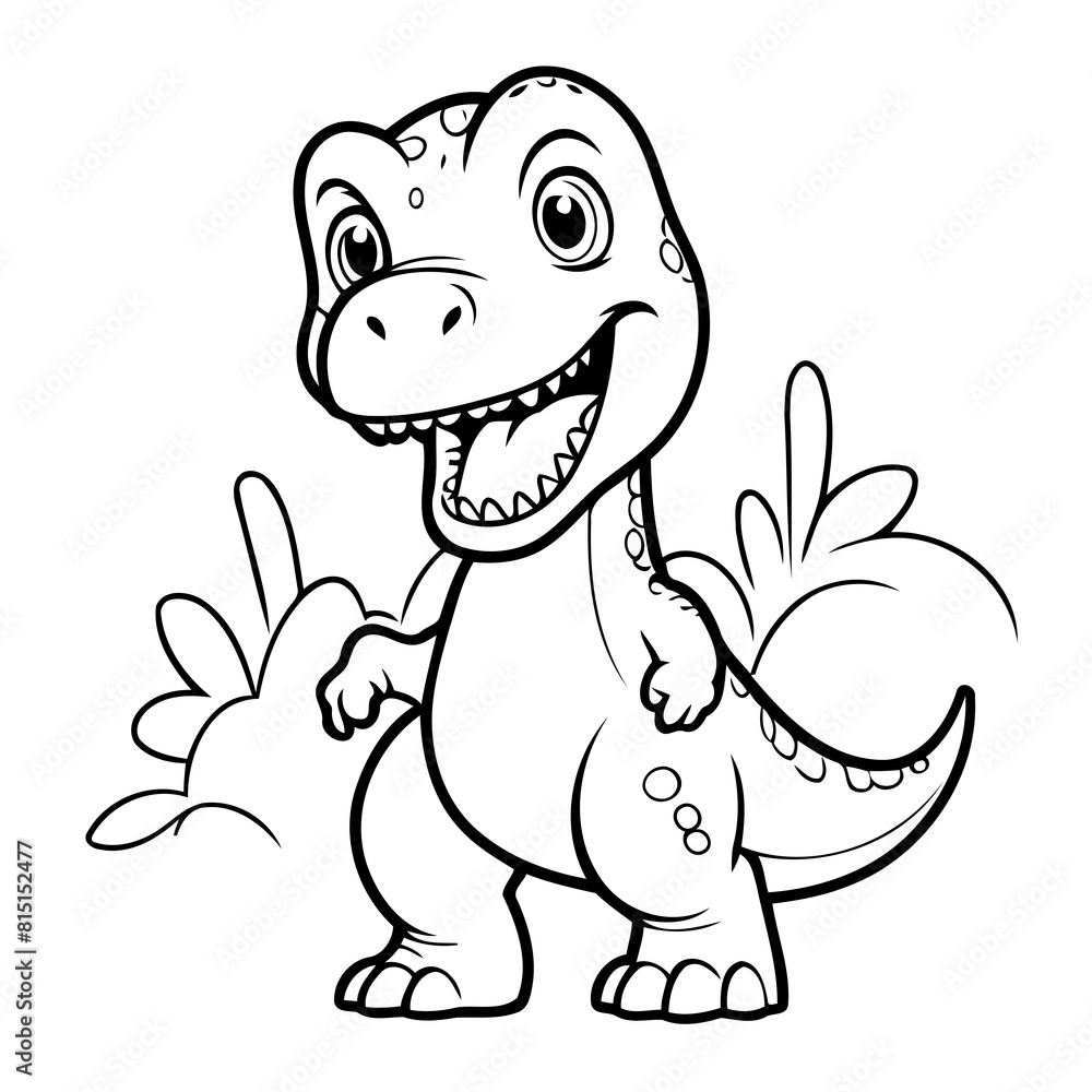 Fototapeta premium Vector illustration of a cute Tyrannosaurus doodle drawing for kids page
