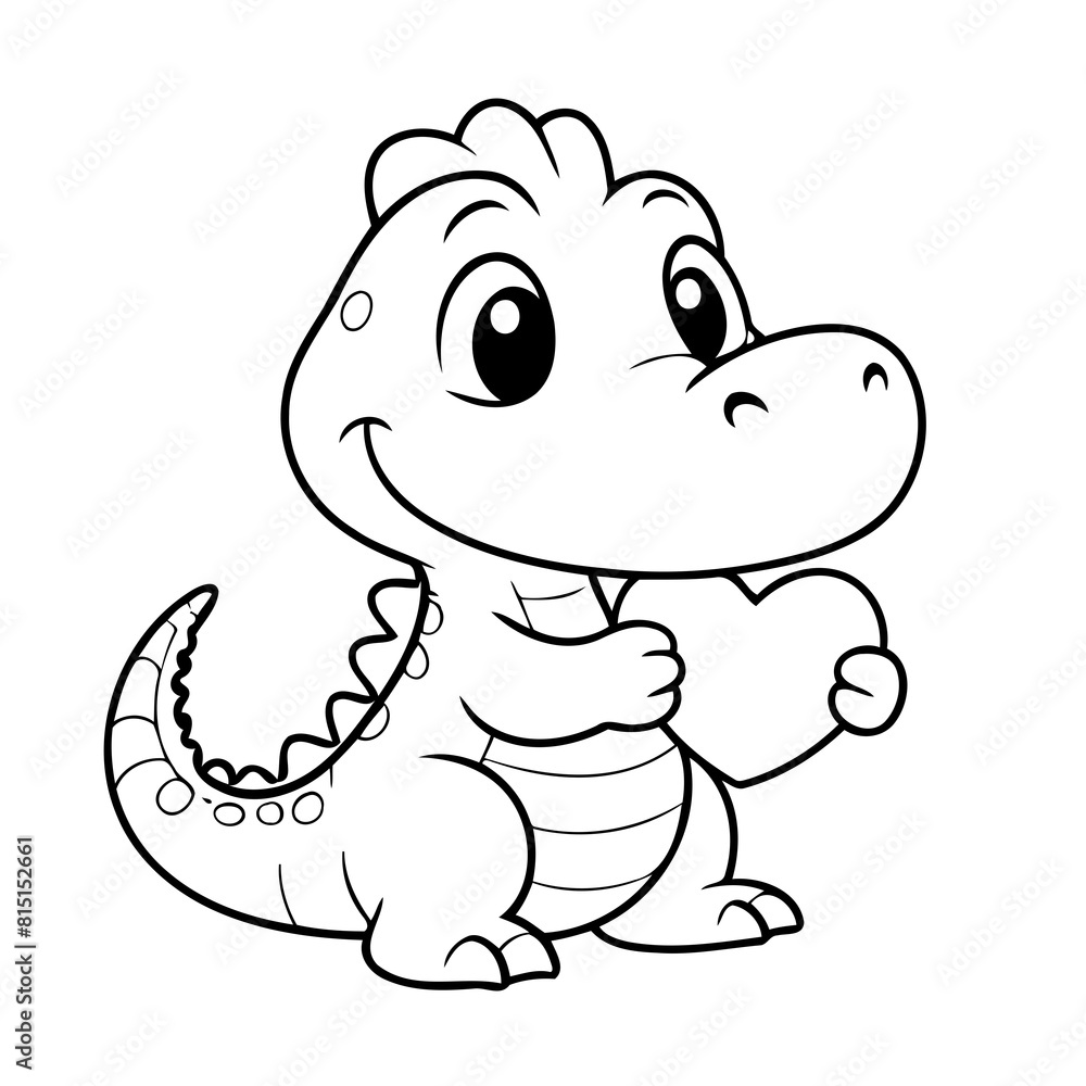 Vector illustration of a cute Alligator doodle for toddlers colouring page Vector illustration of a cute Alligator doodle for toddlers colouring page