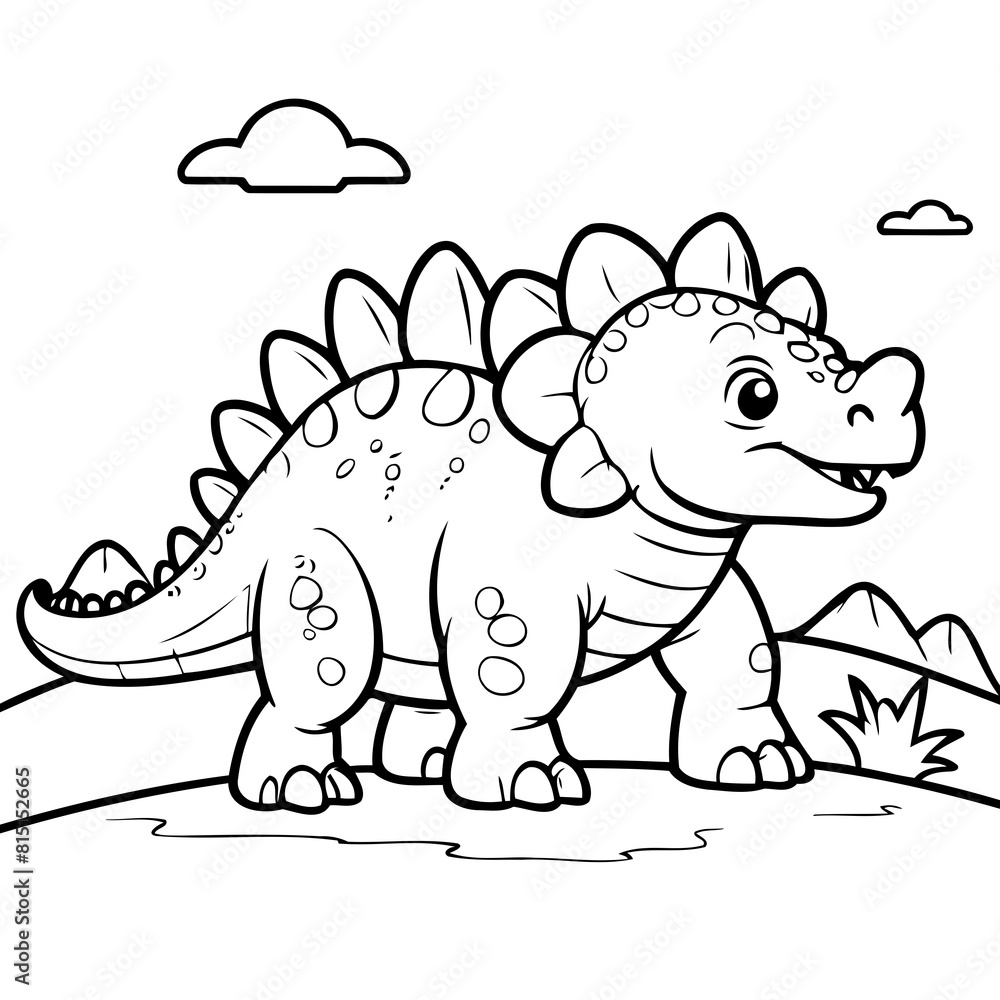 Simple vector illustration of Ankylosaurus drawing for kids colouring activity Simple vector illustration of Ankylosaurus drawing for kids colouring activity
