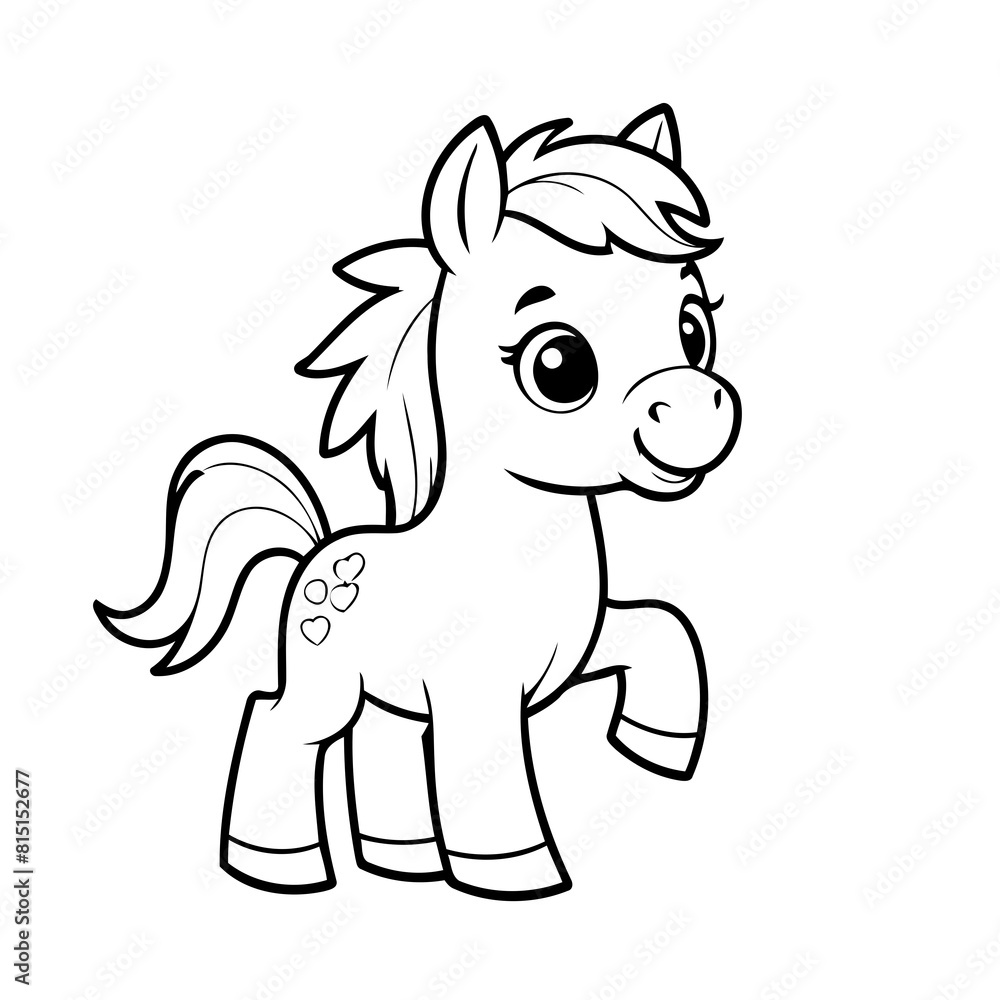 Fototapeta premium Vector illustration of a cute Horse drawing for kids colouring activity