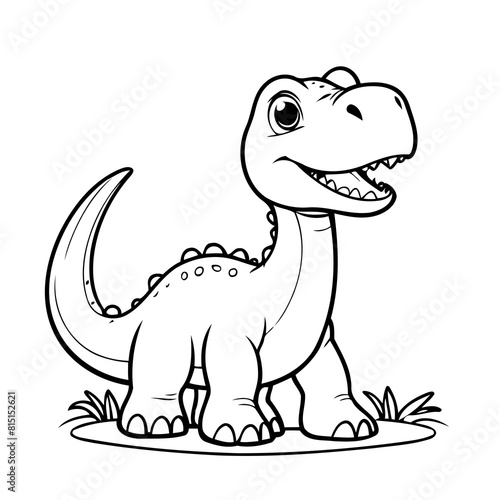 Cute vector illustration Diplodocus drawing for kids page