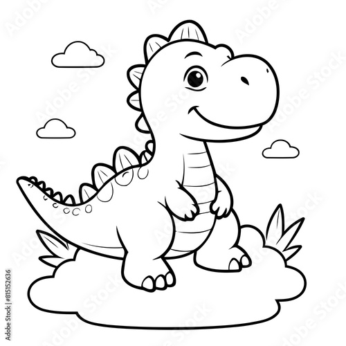 Cute vector illustration Spinosaurus colouring page for kids © meastudios