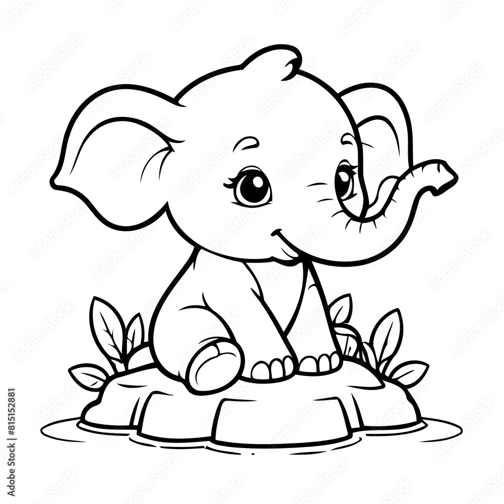 Vector illustration of a cute Elephant drawing for kids colouring activity Vector illustration of a cute Elephant drawing for kids colouring activity