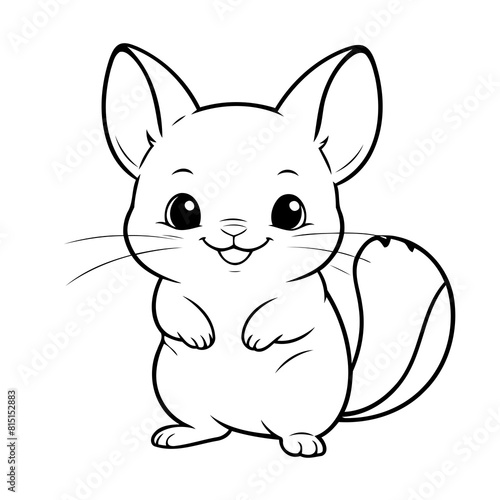 Cute vector illustration Chinchilla drawing for kids colouring page