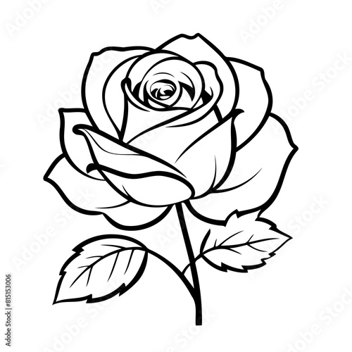 Vector illustration of a cute Rose drawing colouring activity