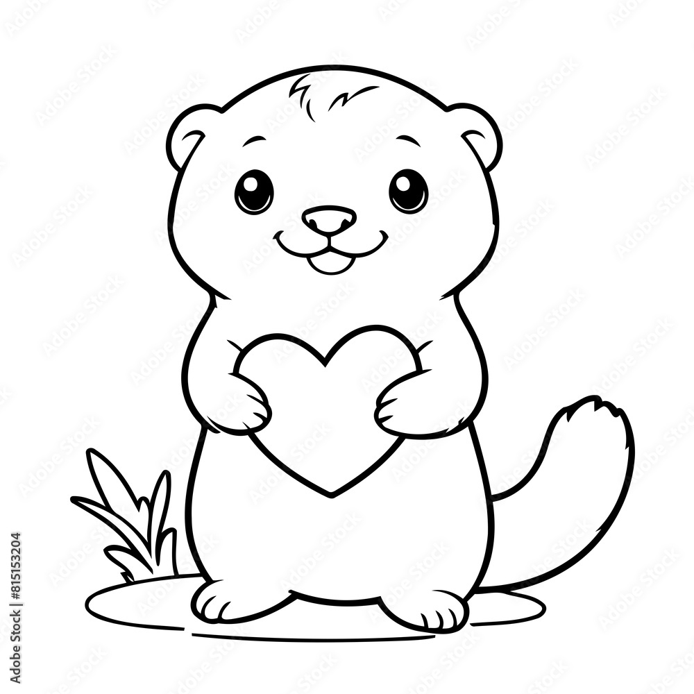 Cute vector illustration Otter drawing for toddlers book Cute vector illustration Otter drawing for toddlers book