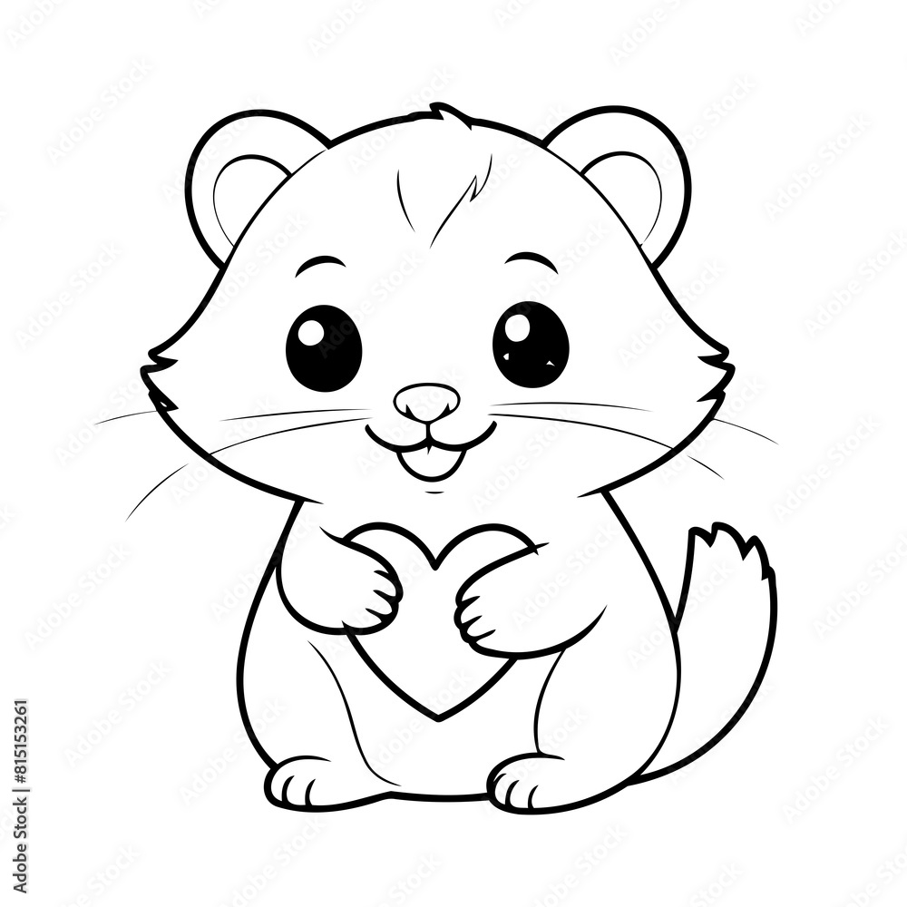 Cute vector illustration Ferret drawing for kids colouring page Cute vector illustration Ferret drawing for kids colouring page