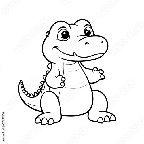 Simple vector illustration of Alligator for kids coloring page