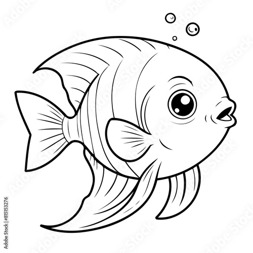 Simple vector illustration of Angelfish drawing for toddlers coloring activity