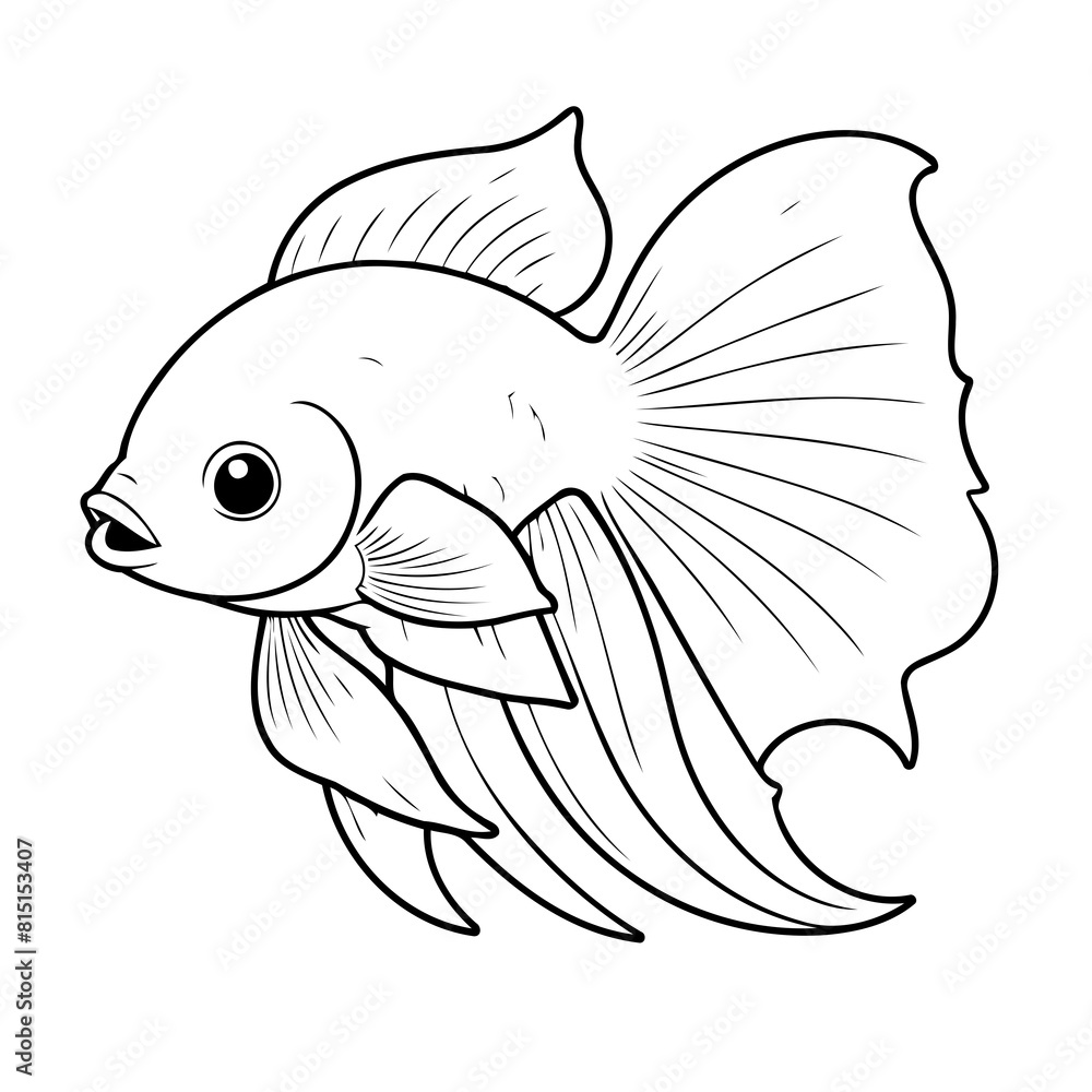 Vector illustration of a cute Betta drawing for kids colouring page Vector illustration of a cute Betta drawing for kids colouring page