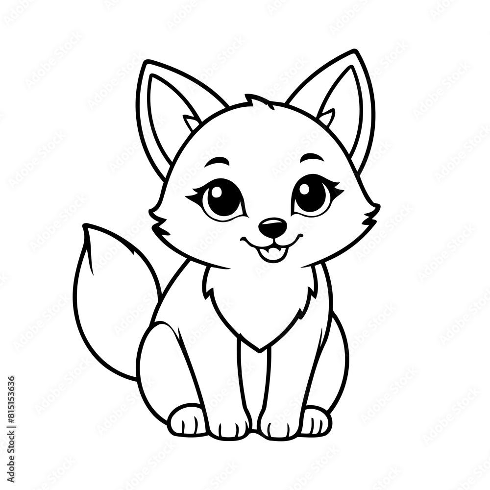 Simple vector illustration of Fox drawing for kids colouring activity Simple vector illustration of Fox drawing for kids colouring activity