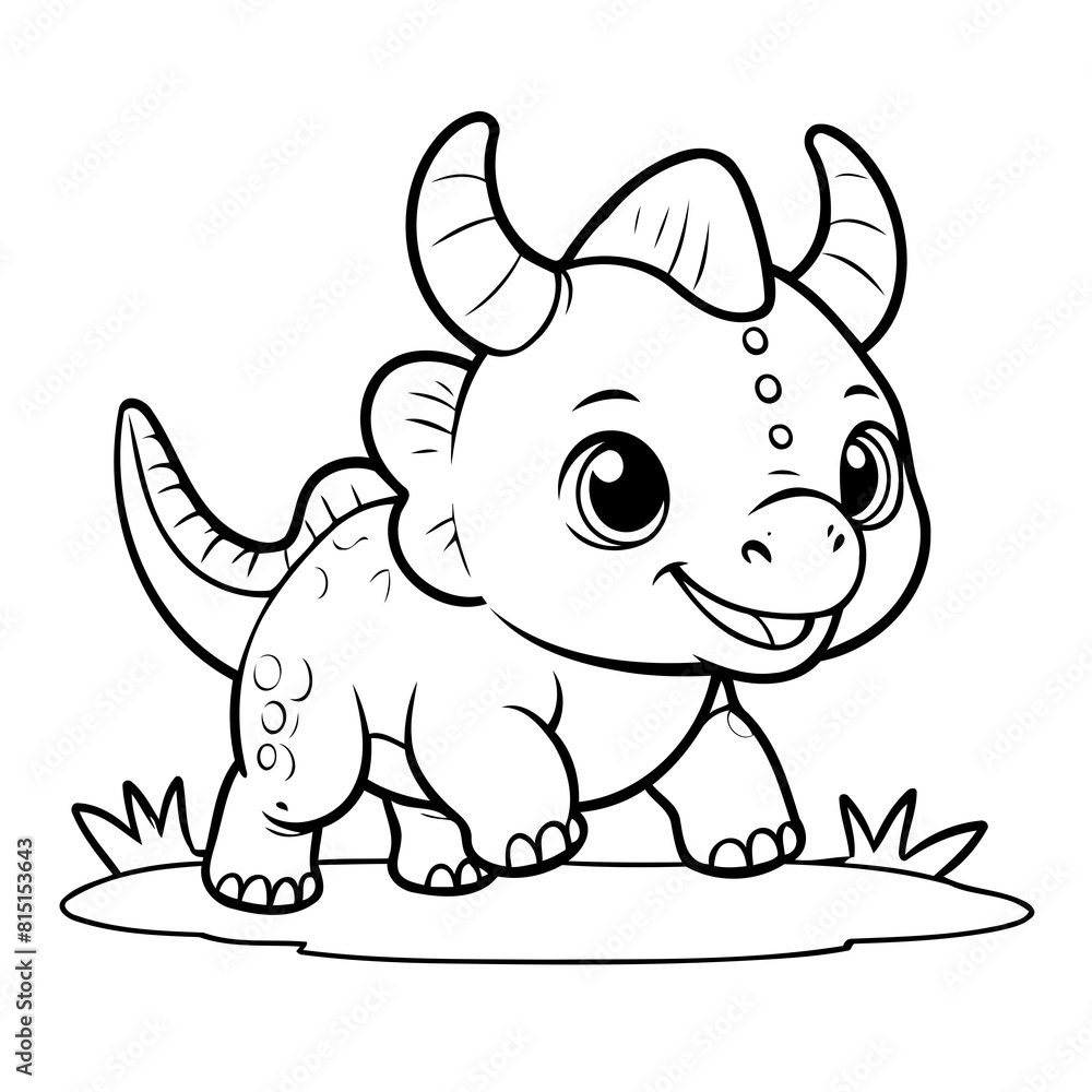 Cute vector illustration Triceratops drawing for kids page Cute vector illustration Triceratops drawing for kids page