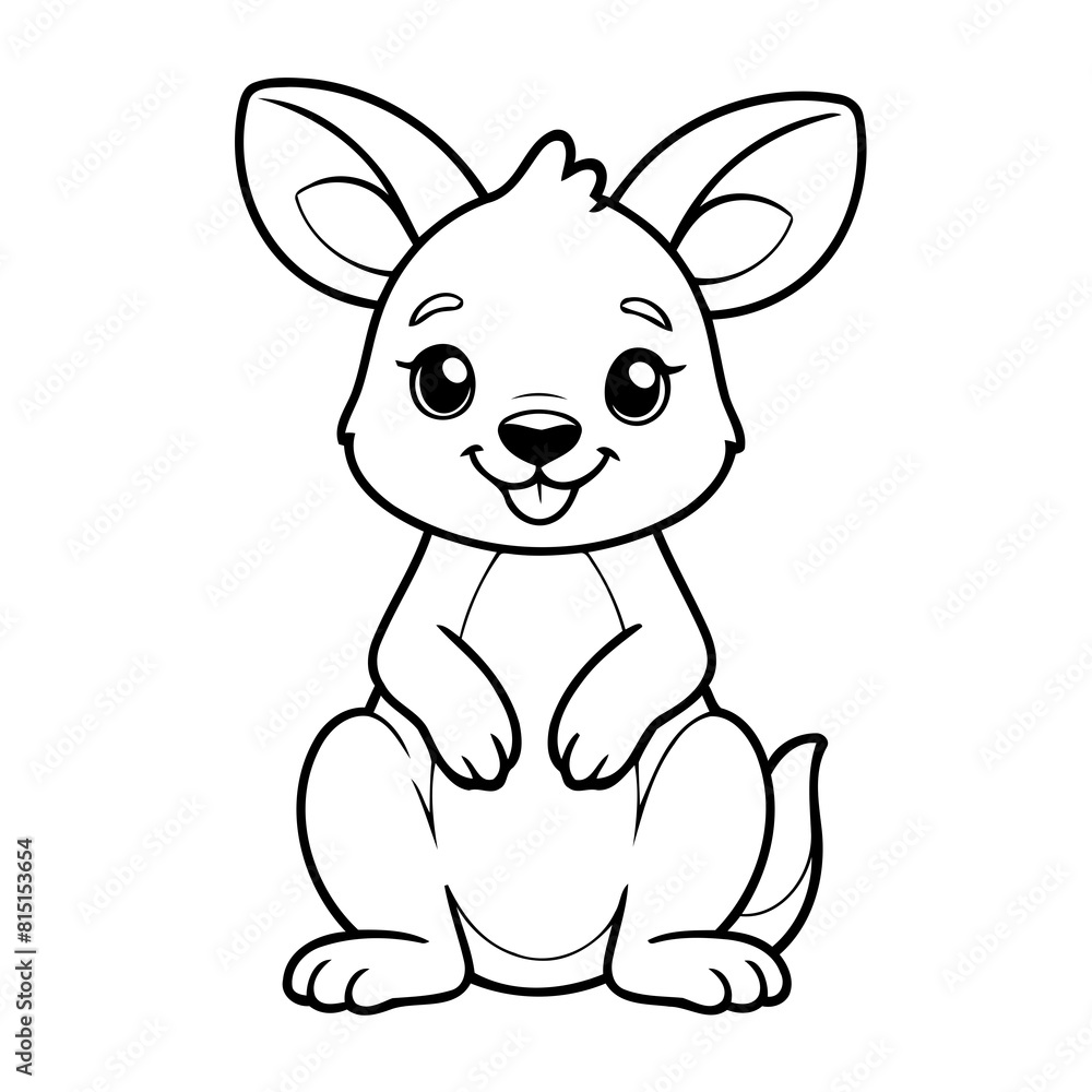 Fototapeta premium Simple vector illustration of Kangaroo drawing for toddlers coloring activity