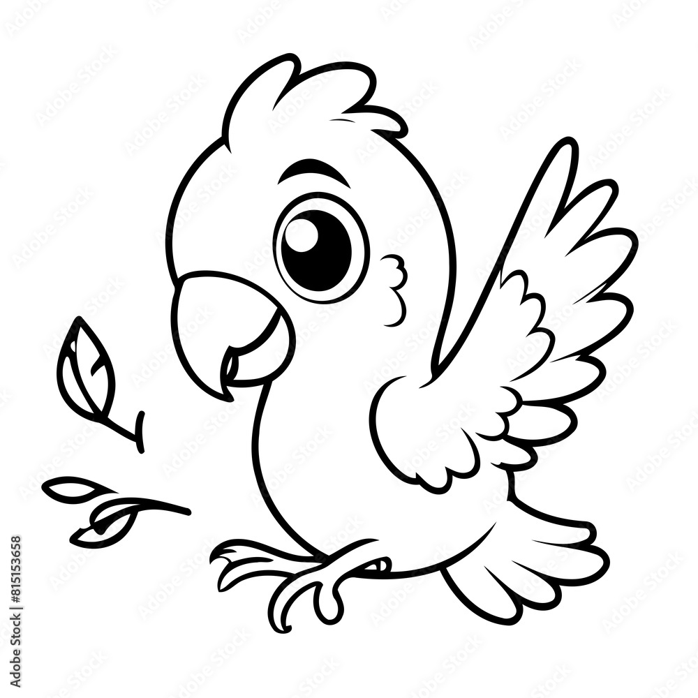 Vector illustration of a cute Parrot doodle for toddlers colouring page Vector illustration of a cute Parrot doodle for toddlers colouring page