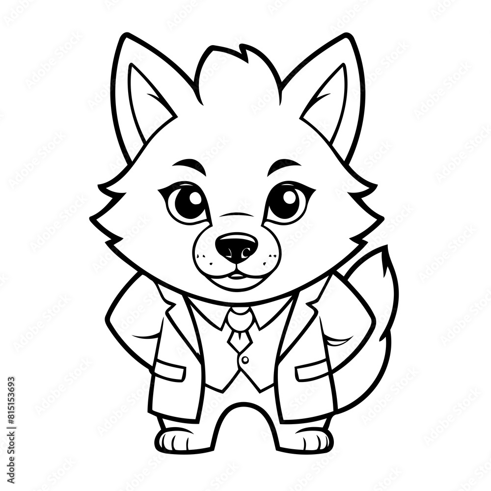 Cute vector illustration Wolf colouring page for kids Cute vector illustration Wolf colouring page for kids