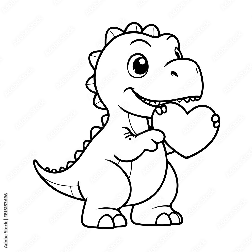 Cute vector illustration Tyrannosaurus drawing for kids colouring activity