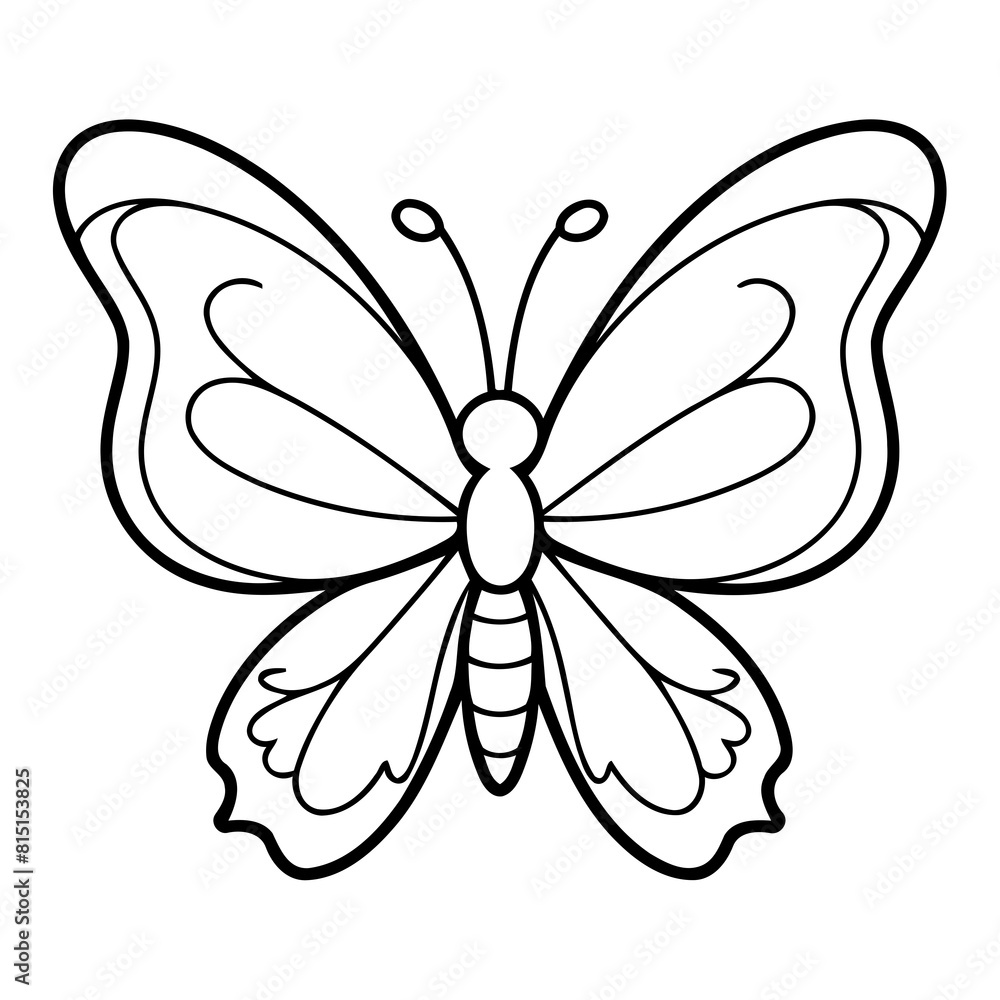 Fototapeta premium Vector illustration of a cute Butterfly drawing for kids colouring activity