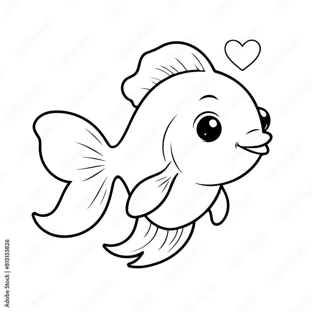 Vector illustration of a cute Goldfish drawing for toddlers book Vector illustration of a cute Goldfish drawing for toddlers book