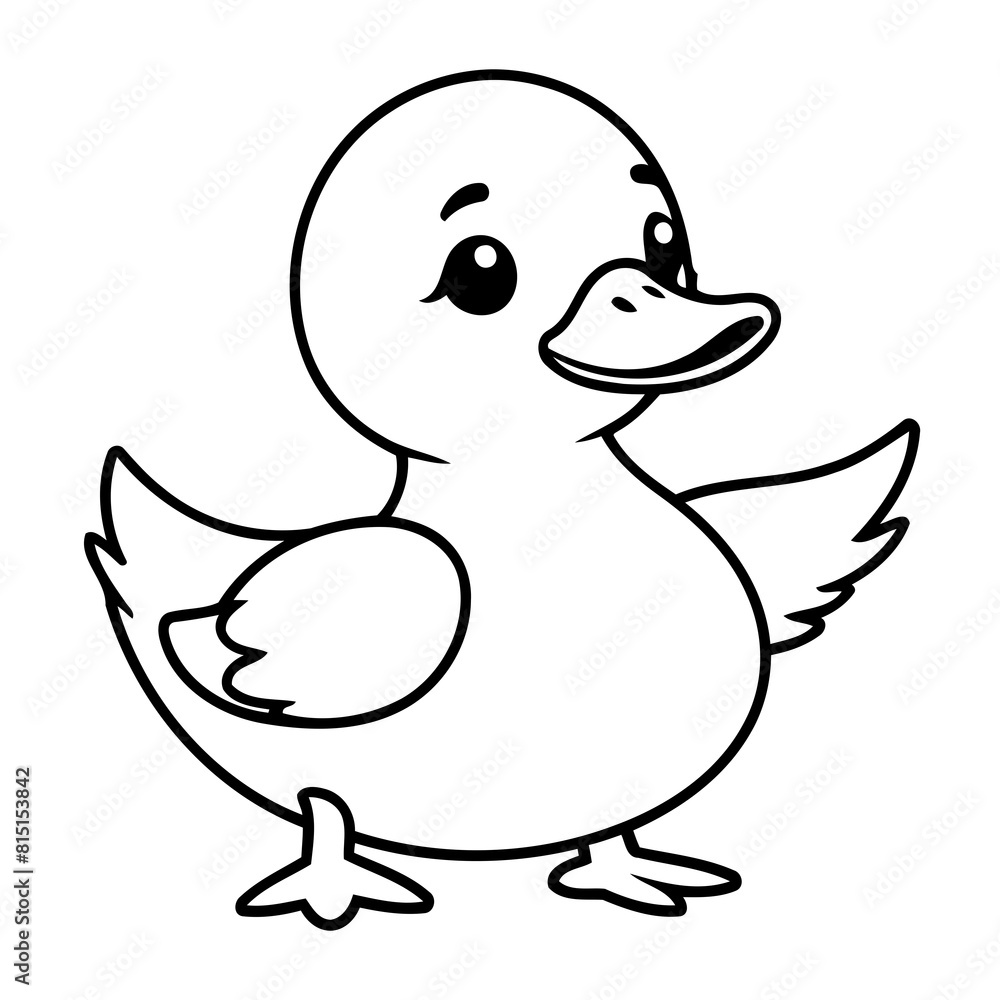 Simple vector illustration of Duck drawing for children page Simple vector illustration of Duck drawing for children page