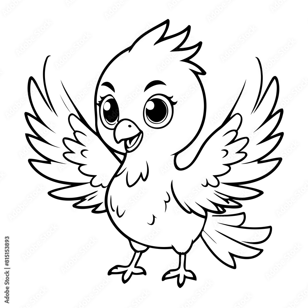 Fototapeta premium Cute vector illustration Phoenix doodle for kids coloring worksheet