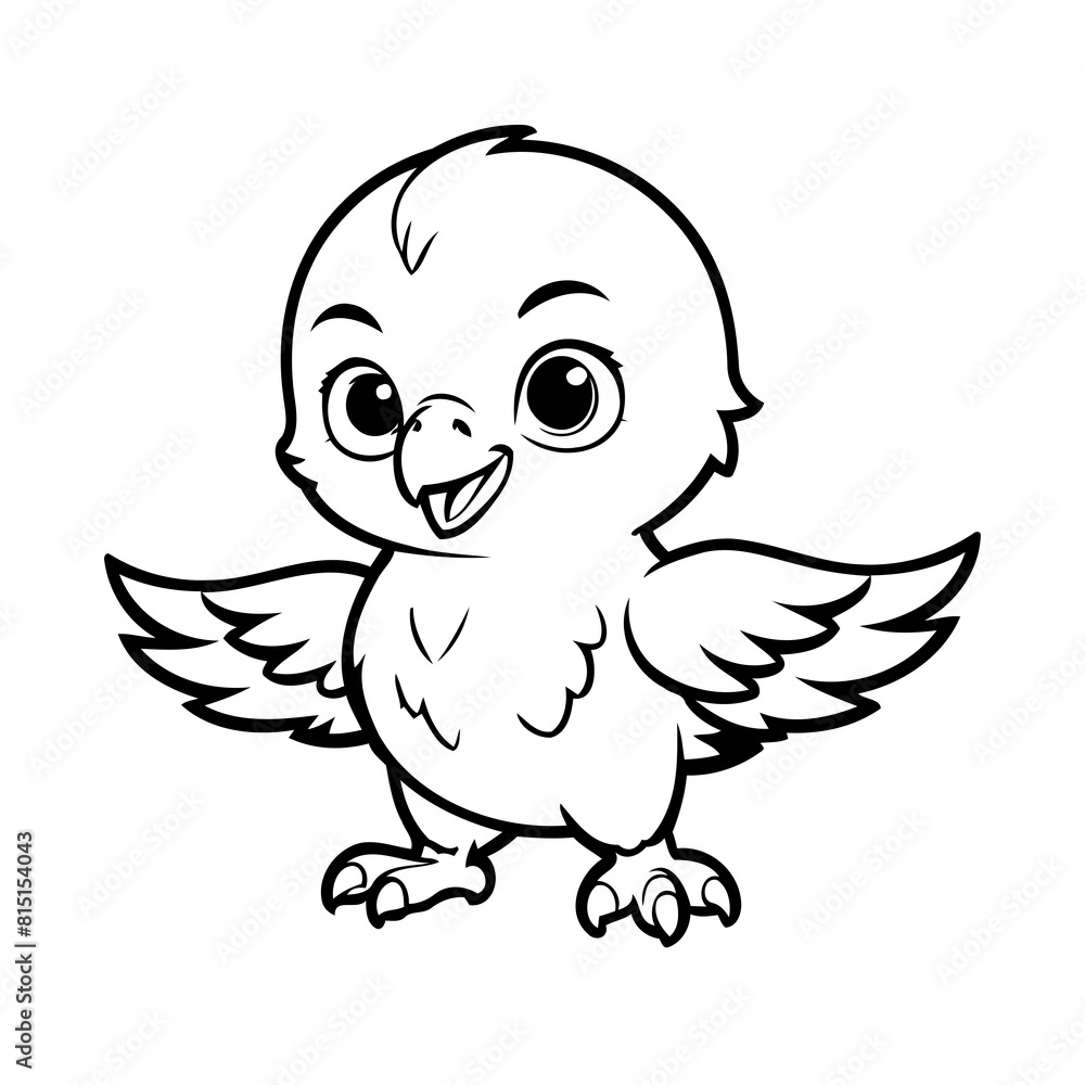 Fototapeta premium Cute vector illustration Eagle drawing for colouring page