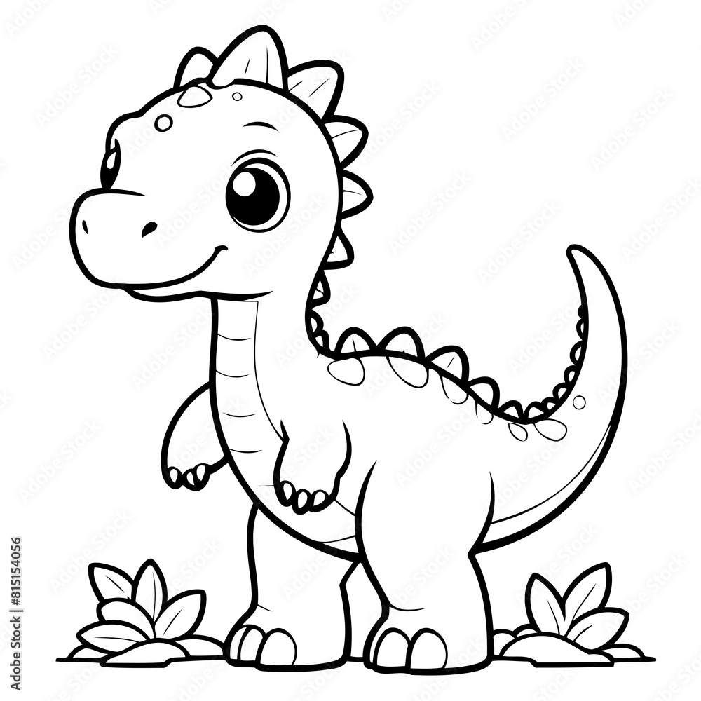 Cute vector illustration Brachiosaurus hand drawn for kids page Cute vector illustration Brachiosaurus hand drawn for kids page