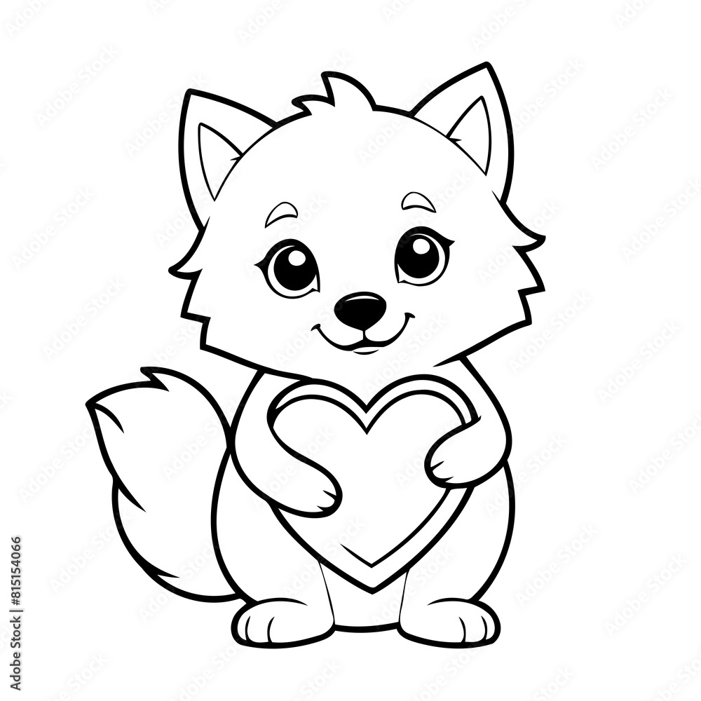 Simple vector illustration of Wolf drawing for toddlers coloring activity Simple vector illustration of Wolf drawing for toddlers coloring activity