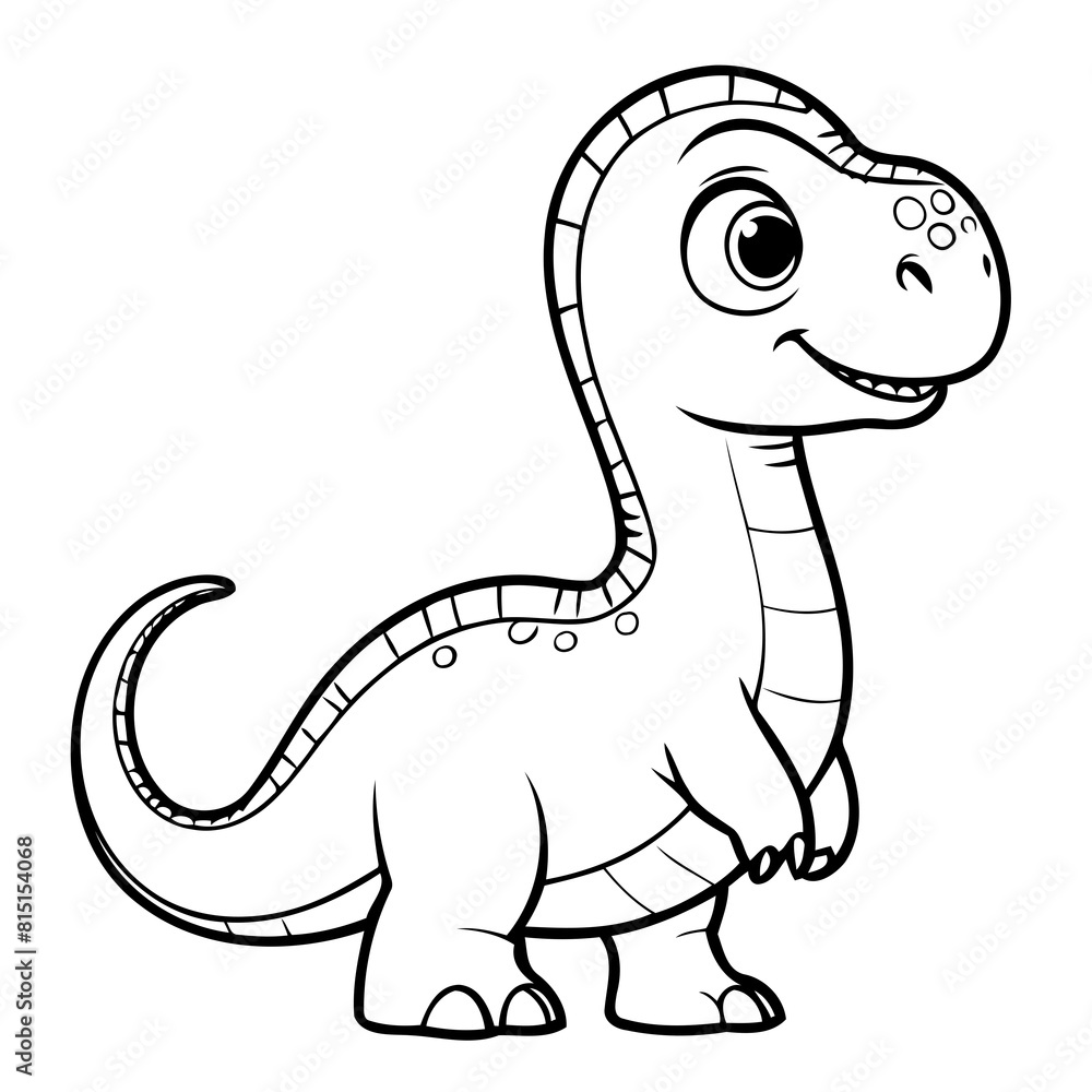 Simple vector illustration of Brachiosaurus hand drawn for kids page