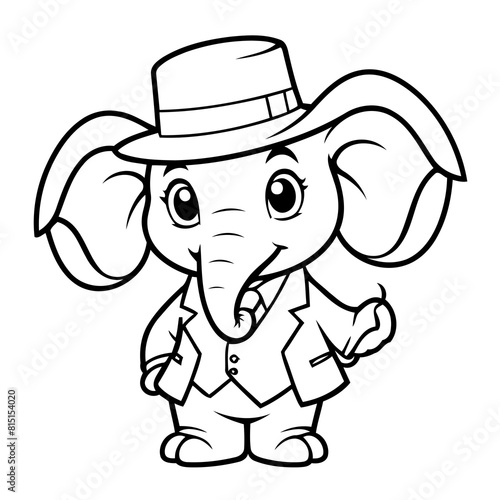 Cute vector illustration Elephant doodle colouring activity for kids