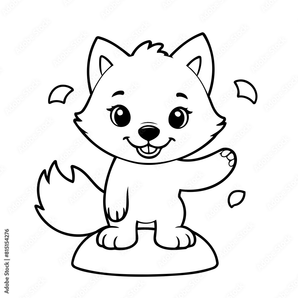 Simple vector illustration of Wolf hand drawn for kids page Simple vector illustration of Wolf hand drawn for kids page