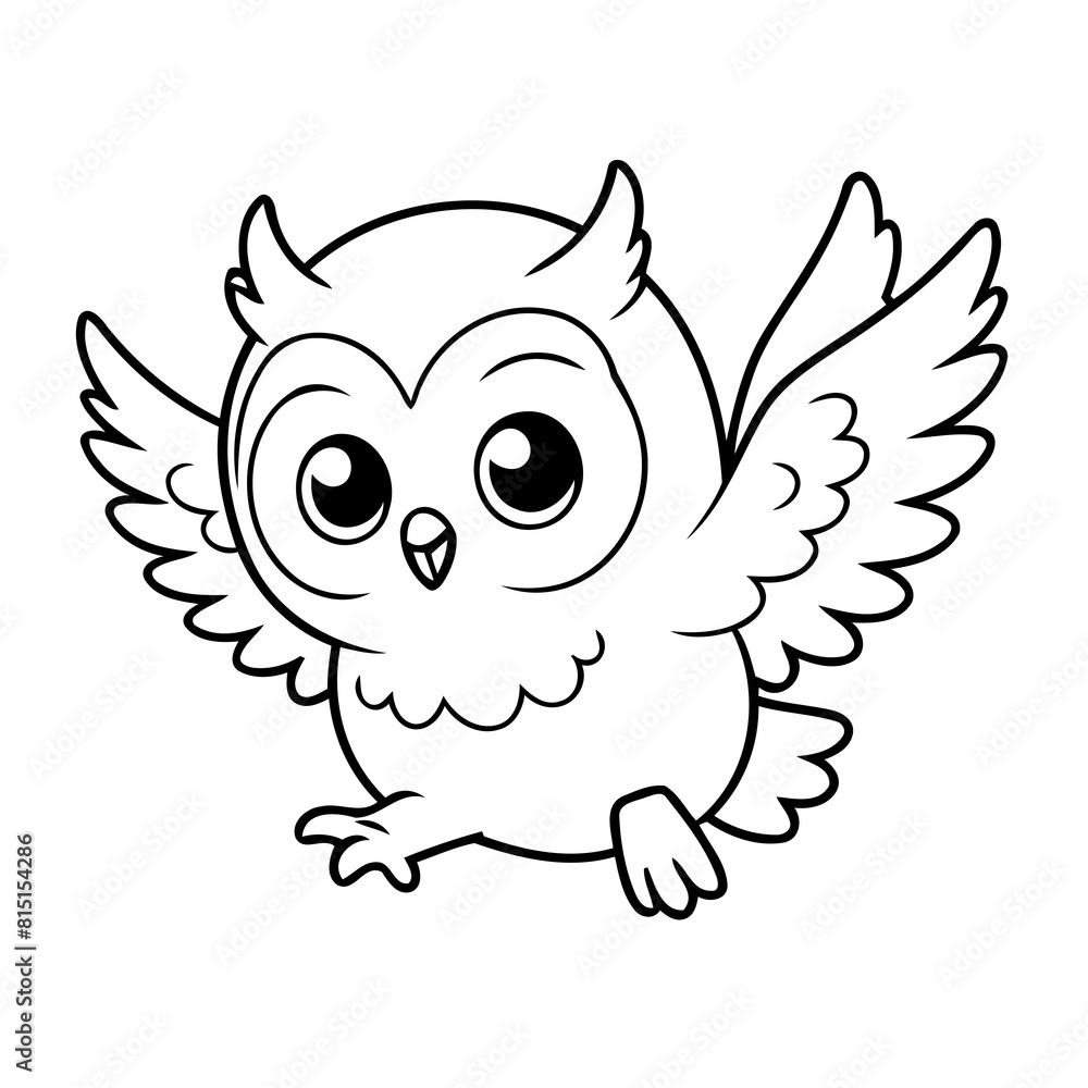 Cute vector illustration Owl hand drawn for kids page Cute vector illustration Owl hand drawn for kids page
