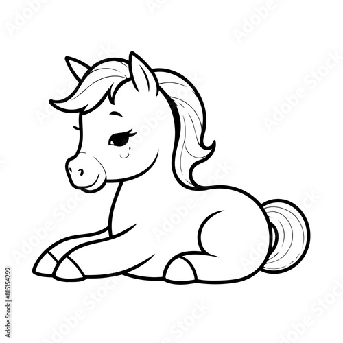 Cute vector illustration Horse drawing for toddlers colouring page