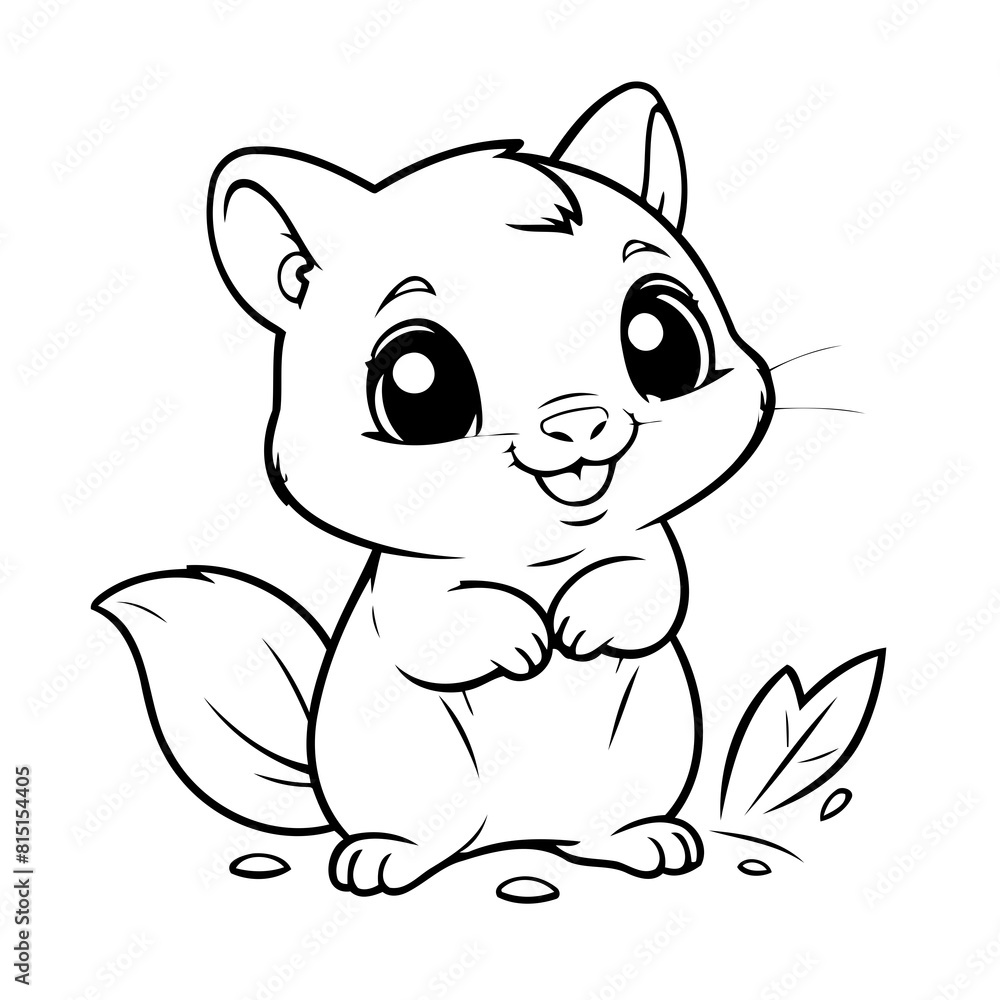 Simple vector illustration of Chipmunk hand drawn for kids page Simple vector illustration of Chipmunk hand drawn for kids page