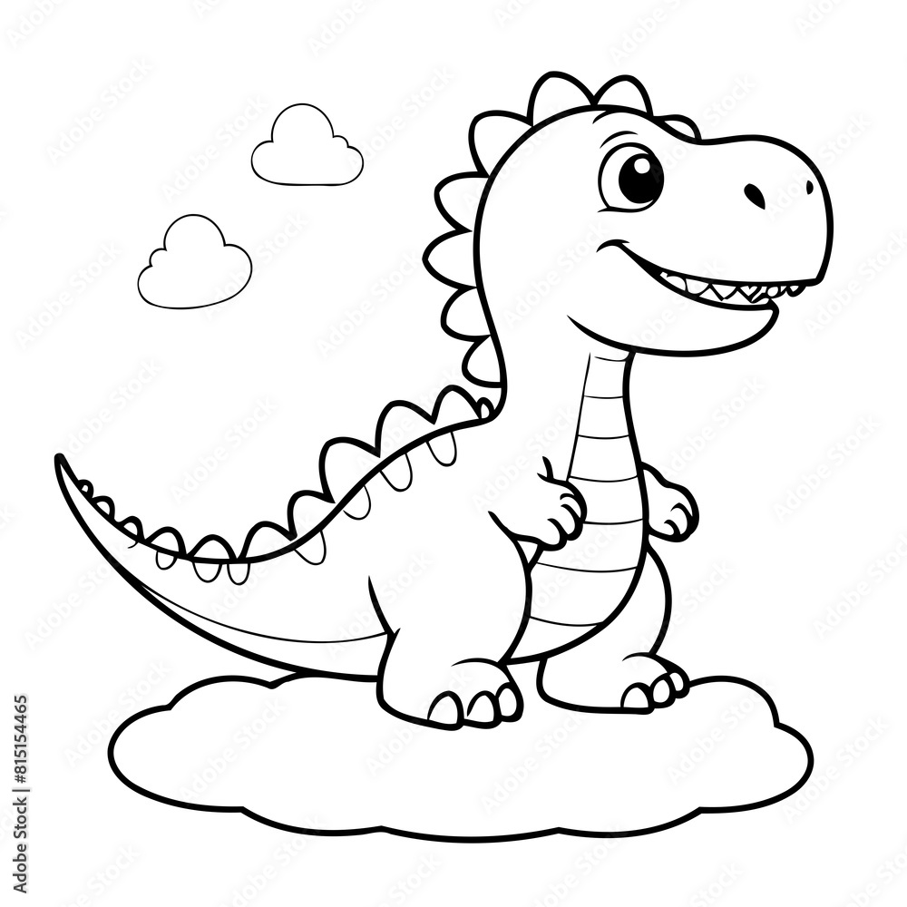 Naklejka premium Cute vector illustration Spinosaurus doodle for kids coloring worksheet