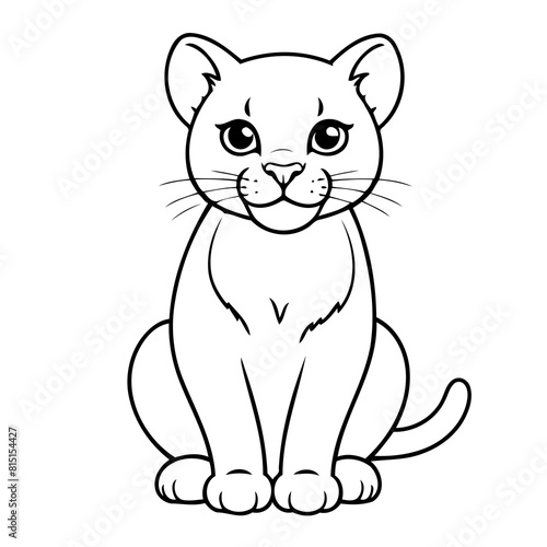 Cute vector illustration Puma doodle colouring activity for kids