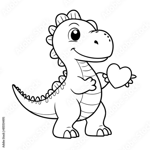Vector illustration of a cute Spinosaurus doodle for toddlers worksheet