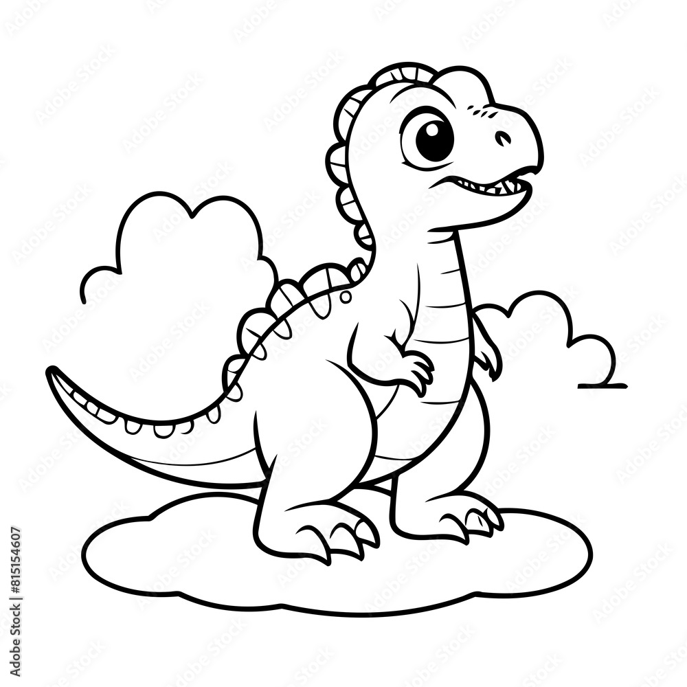 Vector illustration of a cute Velociraptor drawing for kids colouring activity Vector illustration of a cute Velociraptor drawing for kids colouring activity