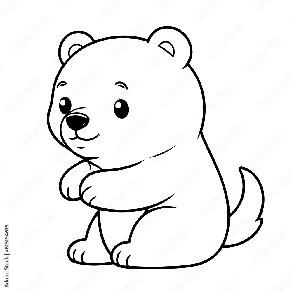 Obraz premium Cute vector illustration Bear doodle colouring activity for kids