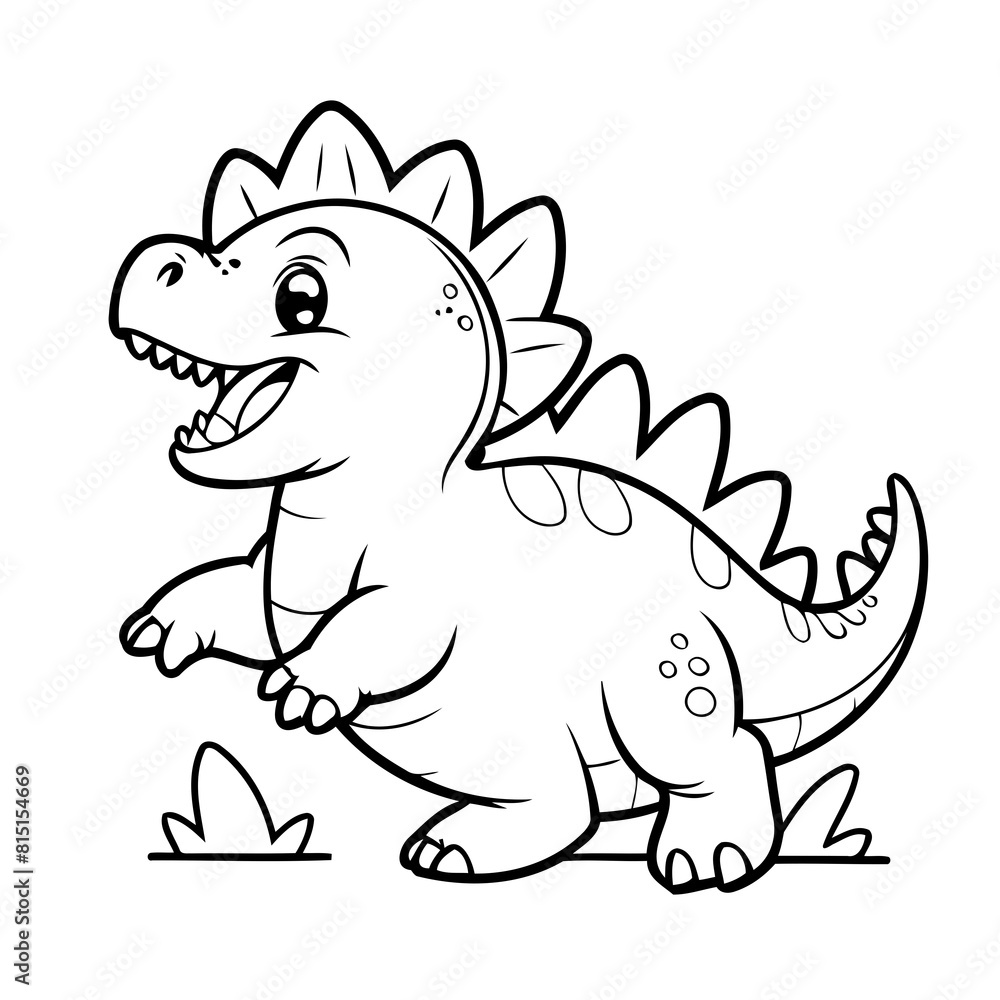 Obraz premium Cute vector illustration Stegosaurus for kids colouring page