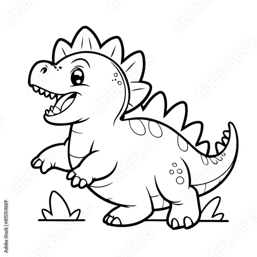 Cute vector illustration Stegosaurus for kids colouring page