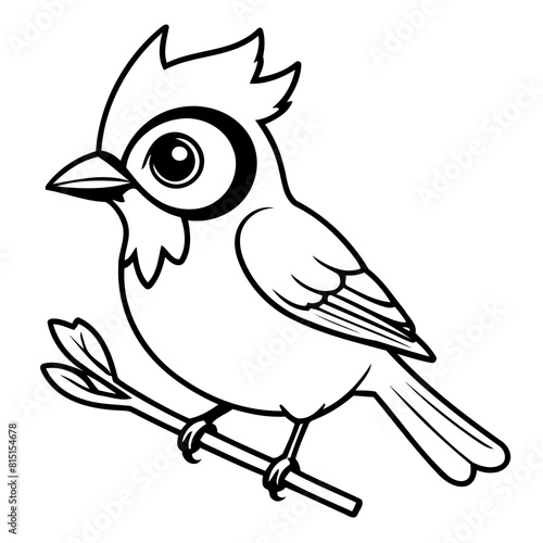 Vector illustration of a cute Bluejay doodle for toddlers coloring activity