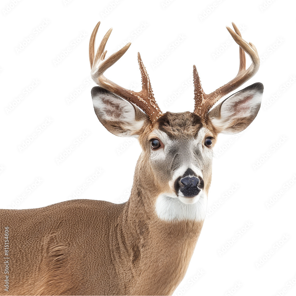 A white-tailed deer is standing in front of a solid Png background, a white-tailed deer isolated on transparent background A white-tailed deer is standing in front of a solid Png background, a white-tailed deer isolated on transparent background