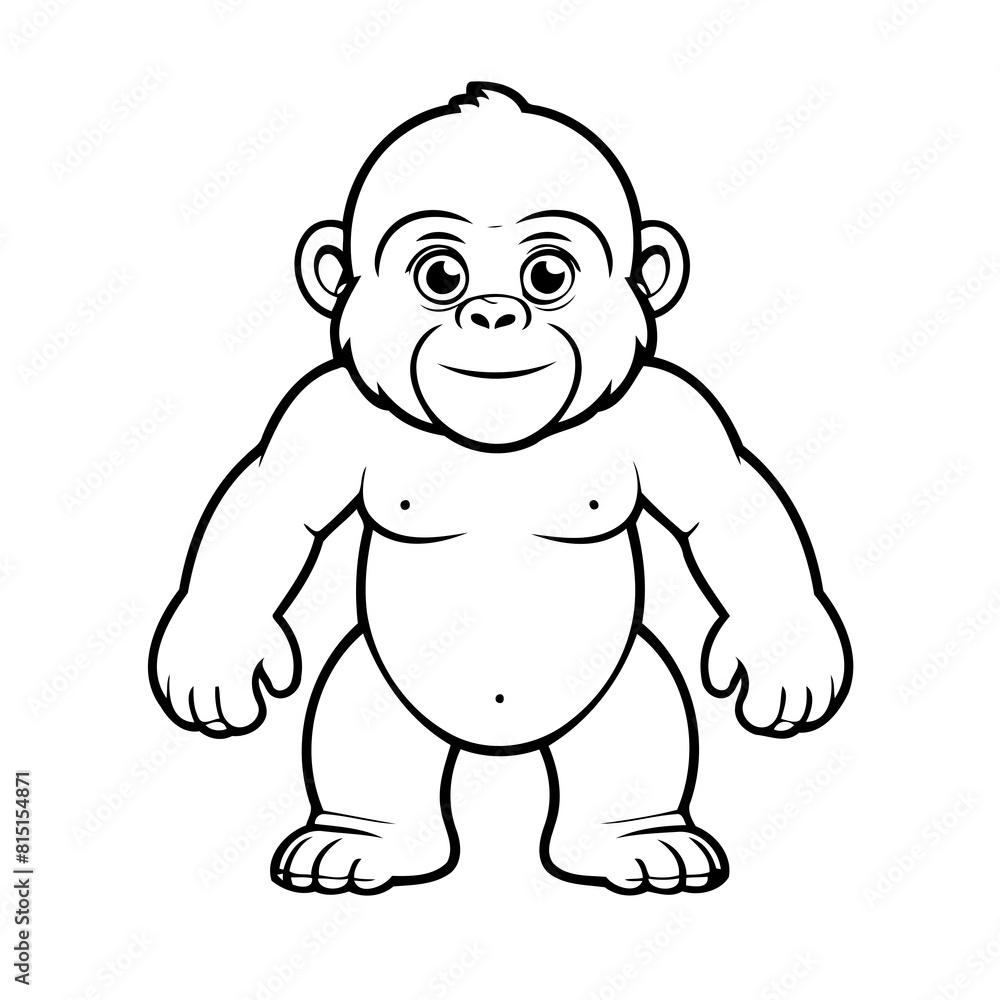Simple vector illustration of Gorilla drawing for kids colouring activity Simple vector illustration of Gorilla drawing for kids colouring activity