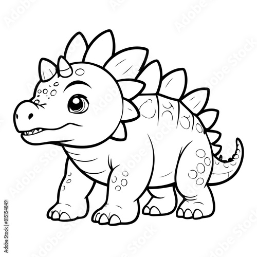 Vector illustration of a cute Ankylosaurus doodle for kids coloring worksheet