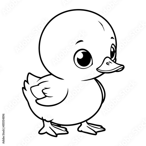 Simple vector illustration of Duck hand drawn for kids coloring page