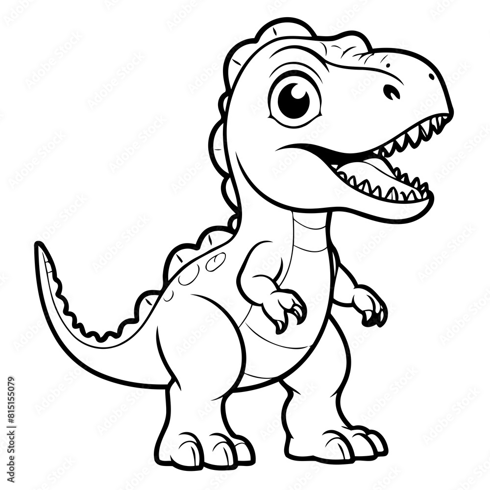 Fototapeta premium Cute vector illustration Tyrannosaurus doodle colouring activity for kids