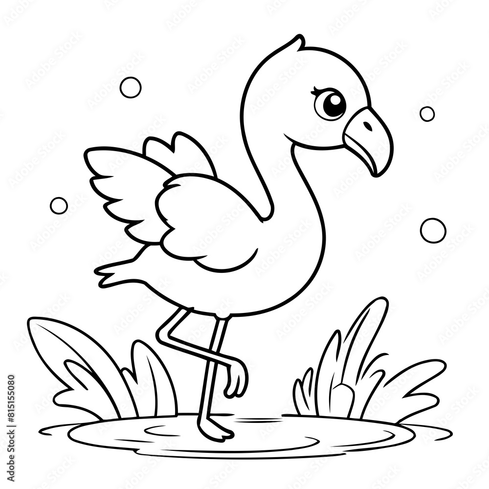 Simple vector illustration of Flamingo hand drawn for toddlers Simple vector illustration of Flamingo hand drawn for toddlers