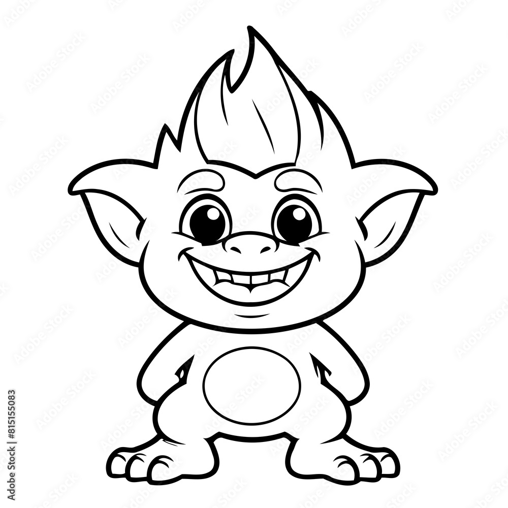 Simple vector illustration of Troll drawing for toddlers colouring page Simple vector illustration of Troll drawing for toddlers colouring page